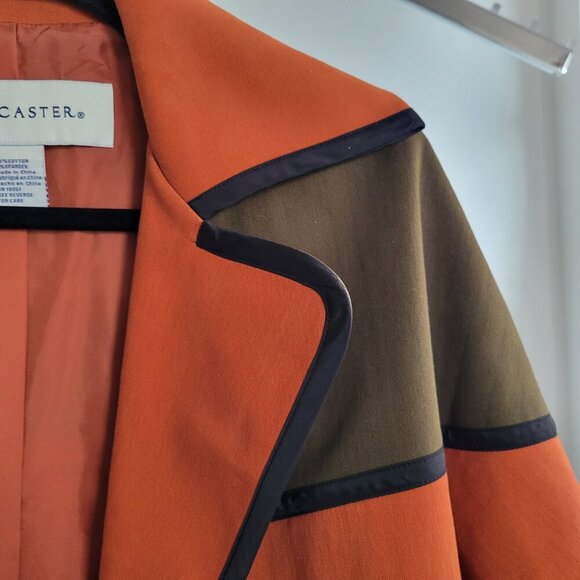 DON CASTER Woman’s Orange Colorblock Coat / Jacket (Size: Small) - Picture 8 of 16
